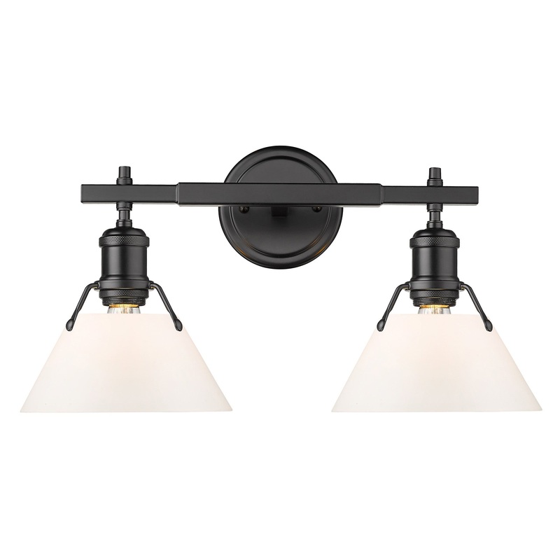 Orwell BLK 2 Light Bath Vanity in Matte Black with Opal Glass Shade
