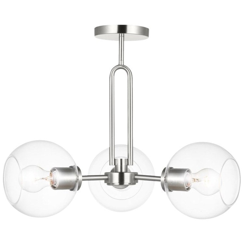 Pendant Codyn Semi-Flushmount Convertible 3 Lamp Brushed Nickel Clear