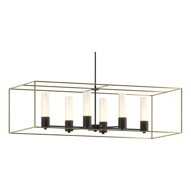 Portico Pendant Black Modern Brass Opal Glass (GG)