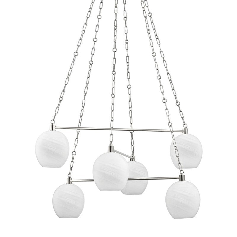 Six Light Chandelier from the Asbury Park Collection in Polished Nickel Finish by Hudson Valley