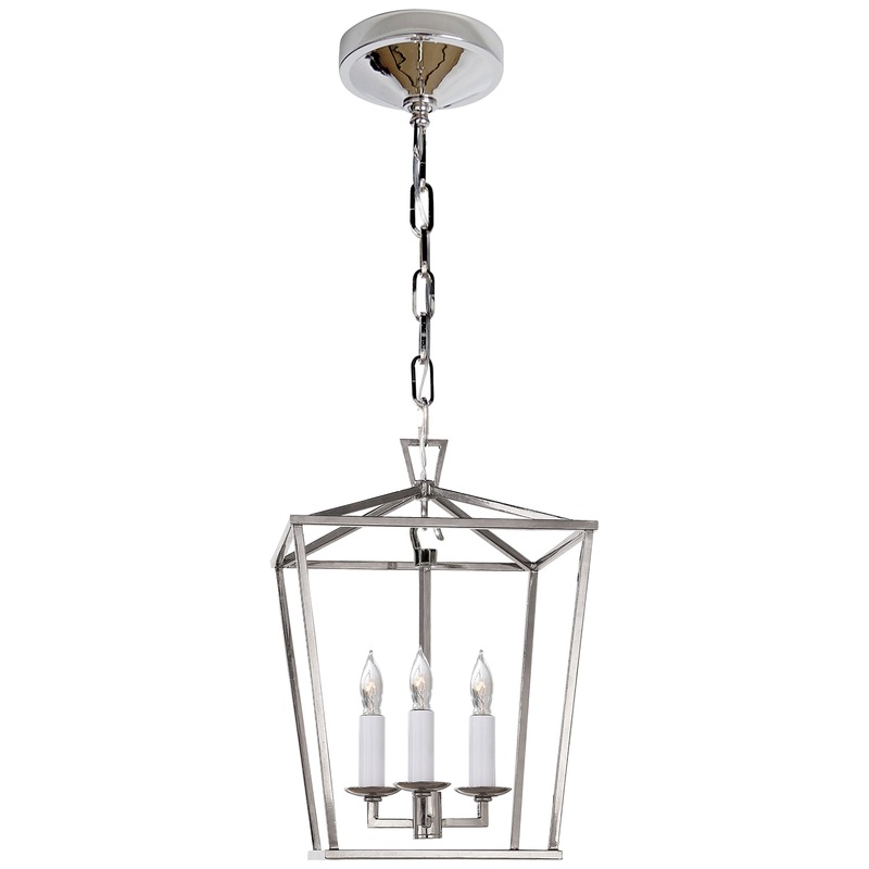 Three Light Lantern from the Darlana Collection in Polished Nickel Finish by Visual Comfort Signature