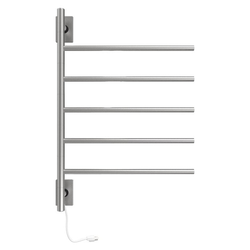 Towel Warmer Swivel 5 Bar Hardwire/Plug-In 171 BTU 25 x 35 Inch Brushed Stainless 304 Stainless Steel