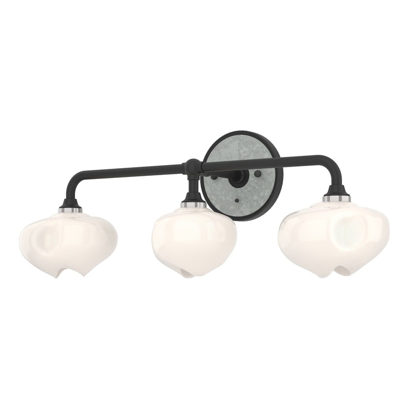 Ume 3-Light Curved Arm Bath Sconce Black Vintage Platinum