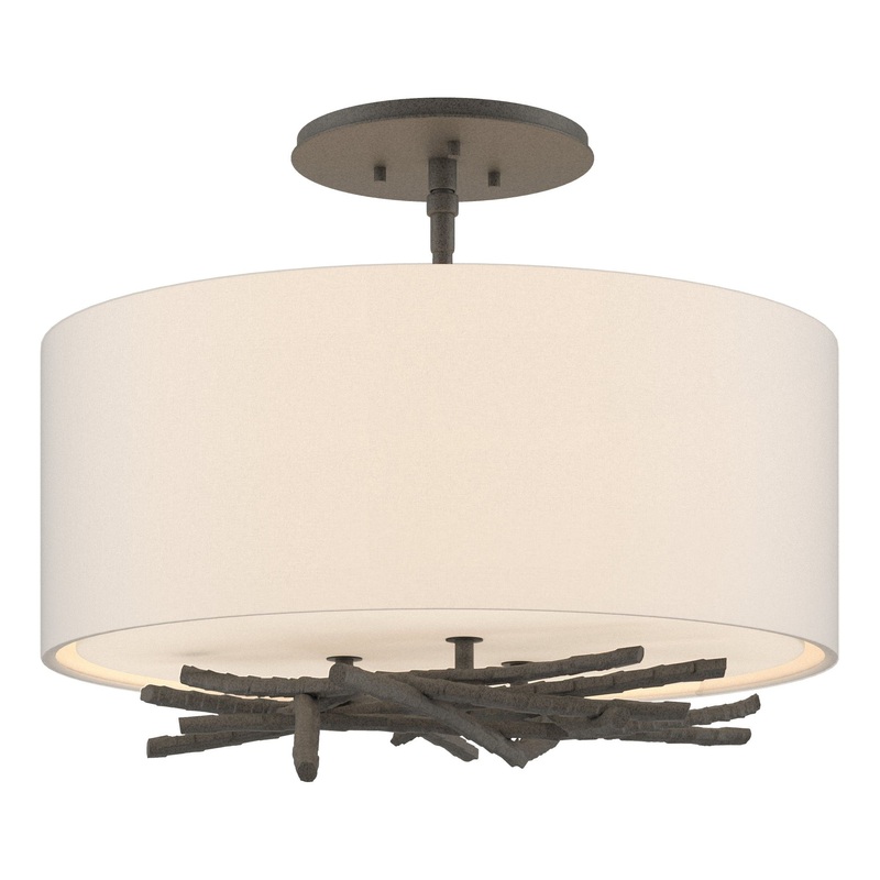 Brindille Semi-Flush Natural Iron Flax Shade (SE)