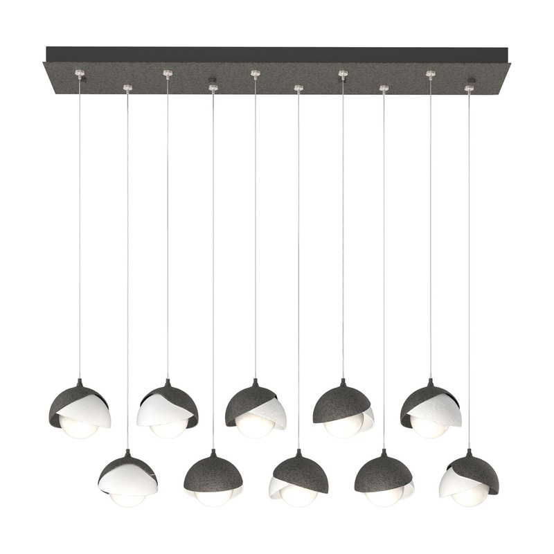 Brooklyn 10-Light Double Shade Pendant Natural Iron White
