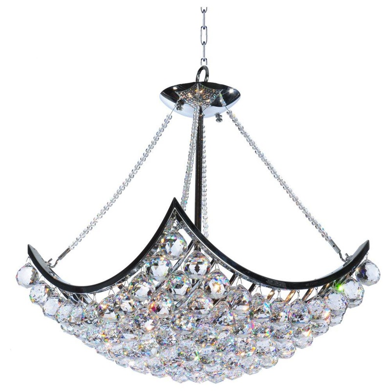 Crystal Ball 6-Light Chandelier Chrome