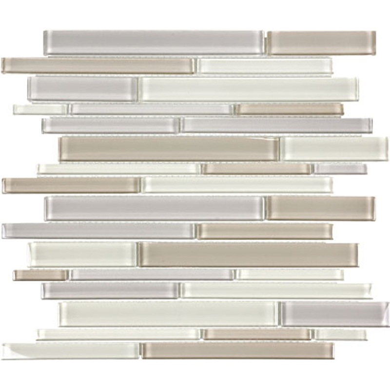 Element Natural Blend Random Strip Glossy Glass Mosaics. 1 Sheet = .96 Sq. Ft. (35-064)