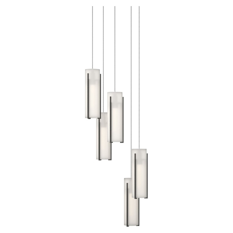 Exos Glass 5-Light Pendant Natural Iron Opal Glass (GG)