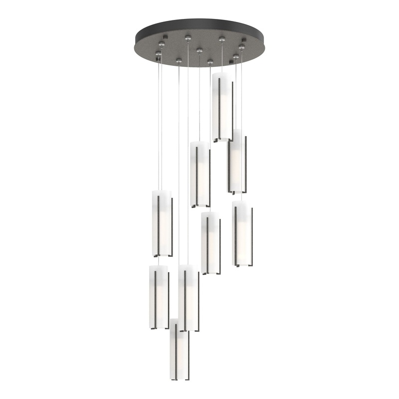 Exos Glass 9-Light Pendant Natural Iron Opal Glass (GG)