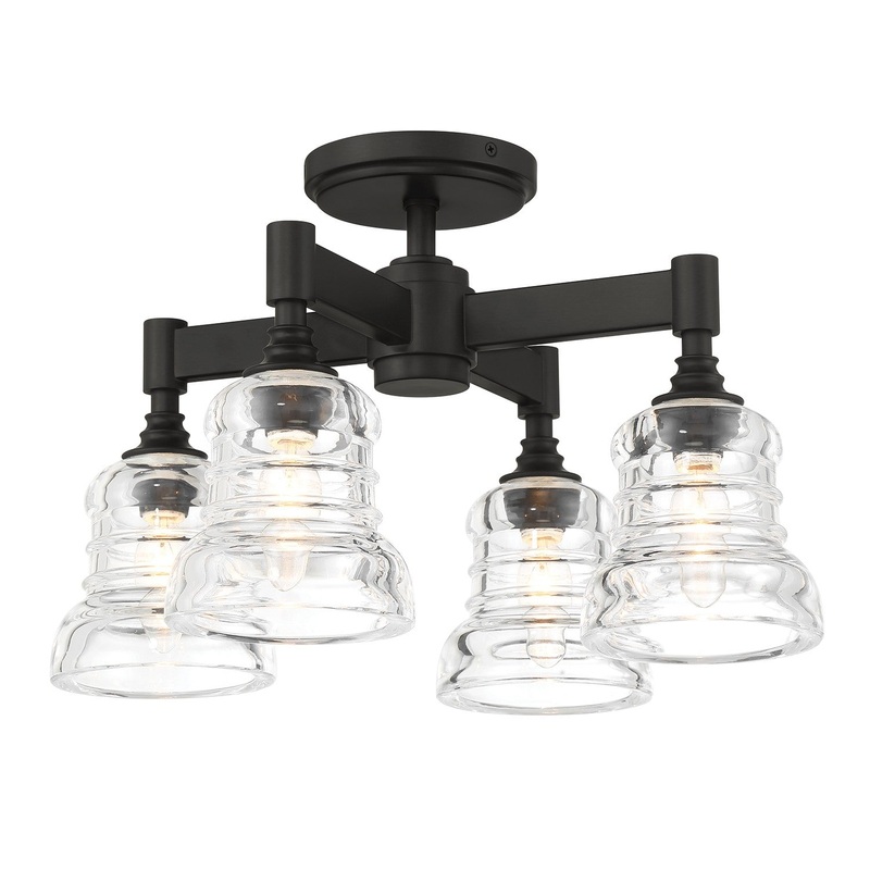 Four Light Semi Flush Mount from the Gregory Collection in Matte Black Finish by Crystorama