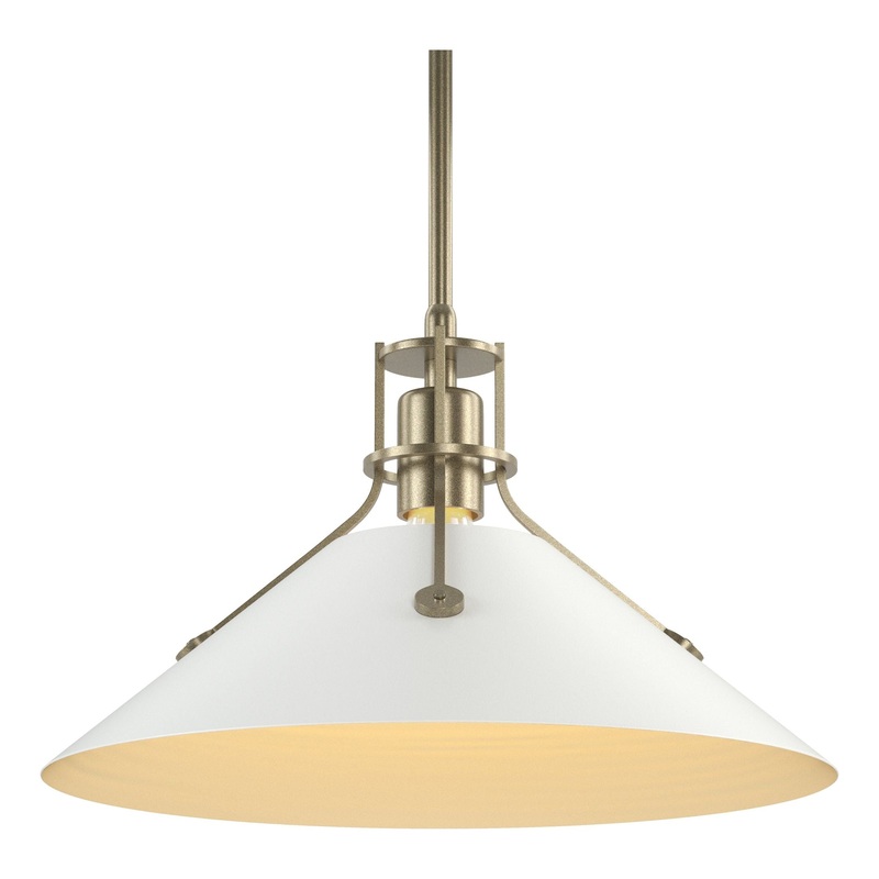 Henry Medium Steel Shade Pendant Soft Gold White