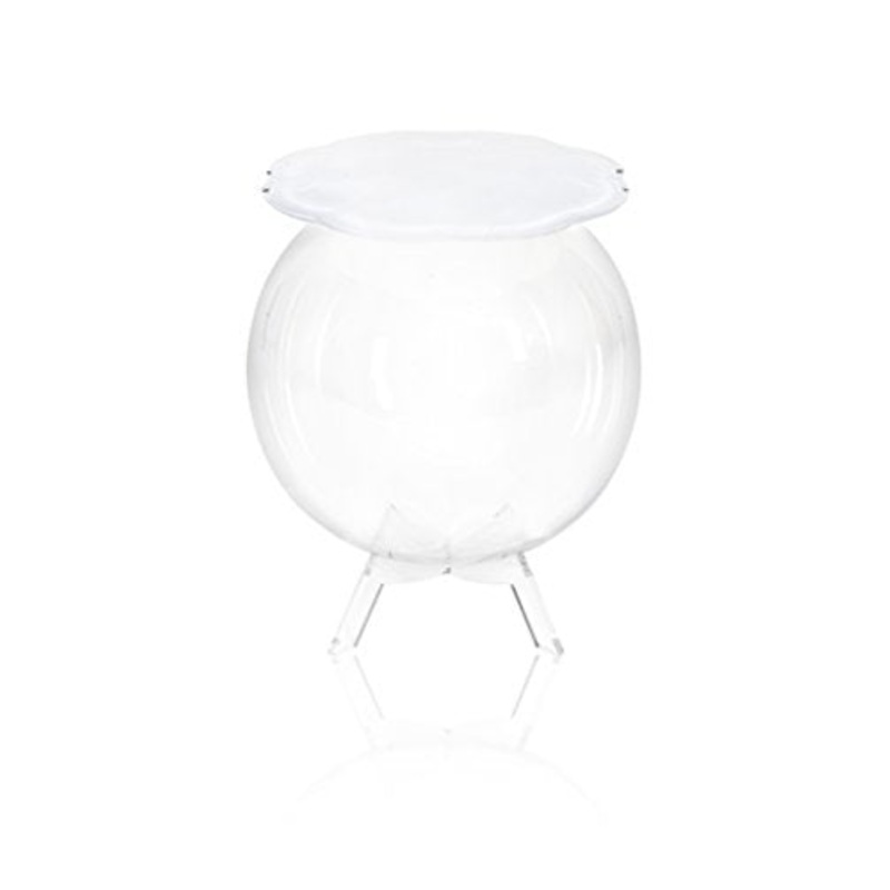 Iplex Design Bollino Tavolino/Comodino Contenitore, Plexiglass/PMMA, Bianco/Trasparente