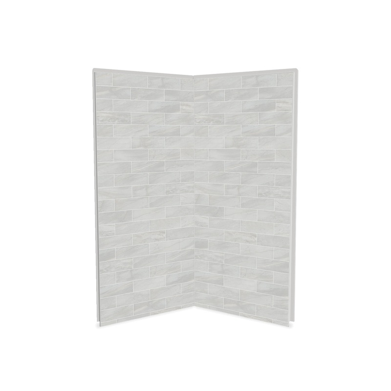 MAAX 103388-312-504 Utile 3636 Composite Direct-to-Stud Two-Piece Corner Shower Wall Kit in Organik Permafrost