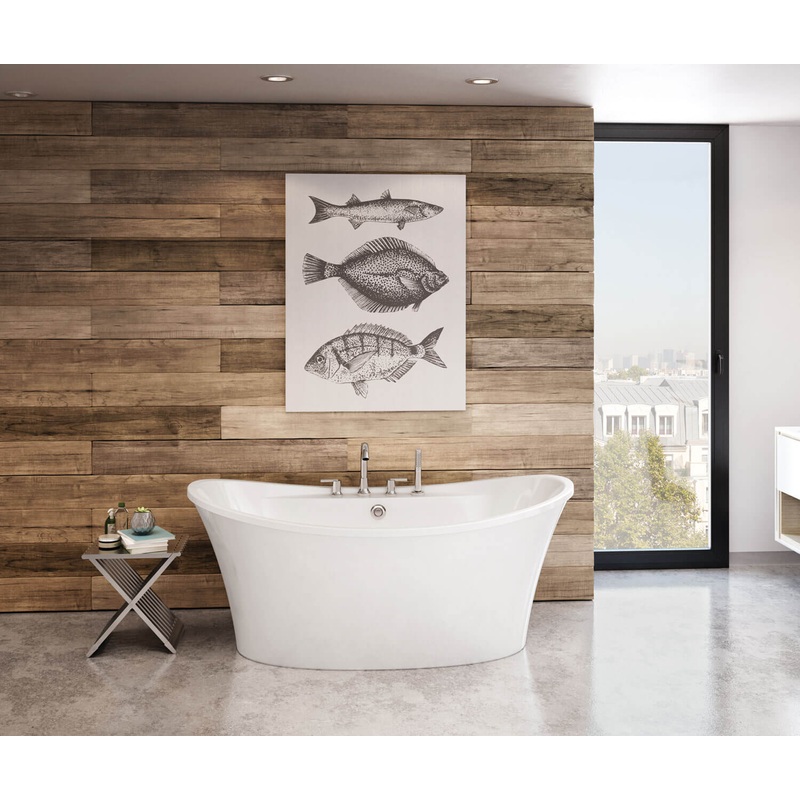 MAAX 106267-000-001-100 Ariosa 6636 Acrylic Freestanding Center Drain Bathtub in White with White Skirt