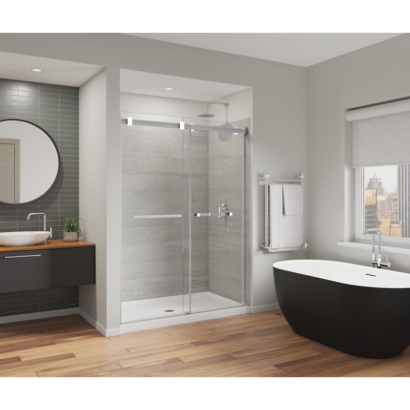 MAAX 136955-810-280-000 Duel Alto 56-59 X 78 in. 8mm Bypass Shower Door for Alcove Installation with GlassShield glass in Chrome & Matte White