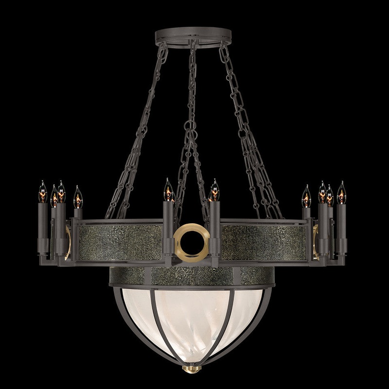 Mirage 35.75″W Round Chandelier Midnight Steel/Brass/Black Knight