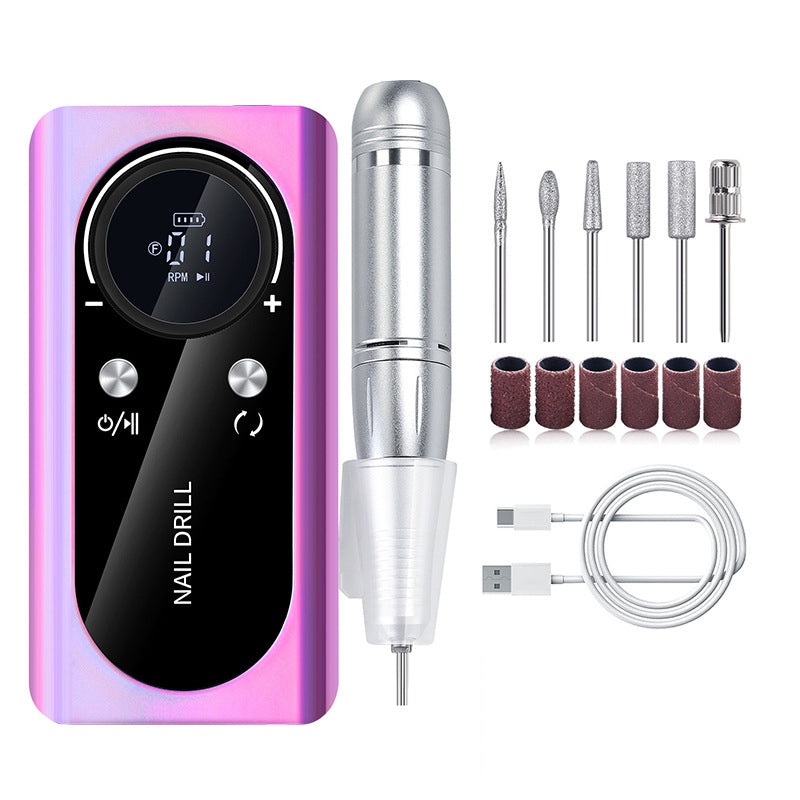 Purple Professional Rechargeable Nail Drill Machine – 45000RPM Portable E-File Kit for Acrylic, Gel, Polishing & Manicure