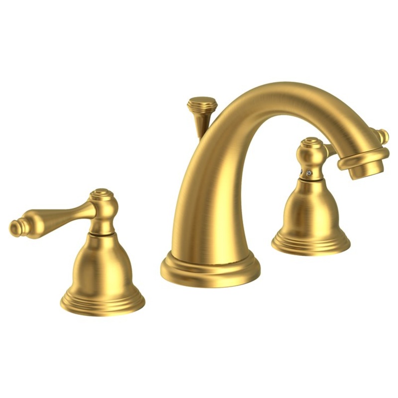 Seaport Two Handle Widespread Bathroom Faucet with Lever Handles with Drain – Satin Brass PVD