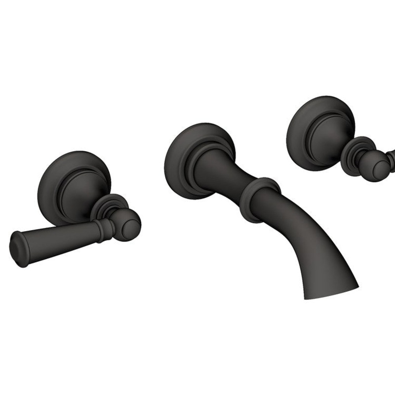 Sutton Two Handle Wall-Mount Bathroom Faucet with Lever Handles – Flat Black