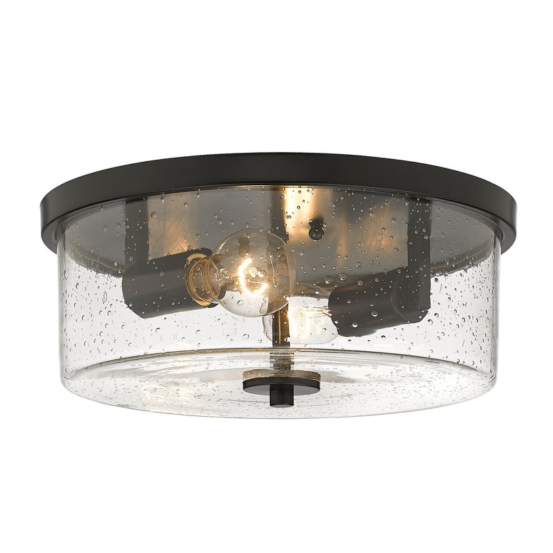 Two Light Flush Mount from the Rayne Collection in Matte Black Finish by Golden