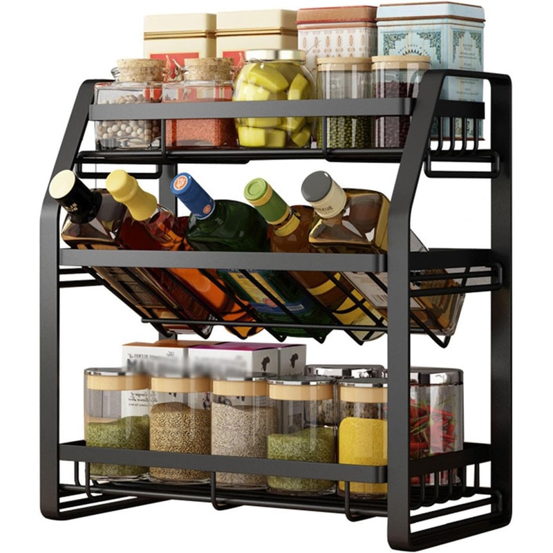 3-Tier Detachable Spice Rack Storage Organiser for Kitchen Countertop