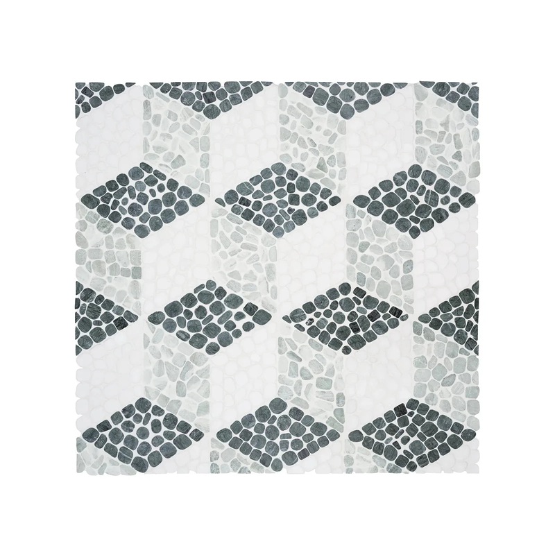 Cabana Jade Node – Patterned Pebble Tumbled Marble Mosaic 1 Sheet = .84 Sqft