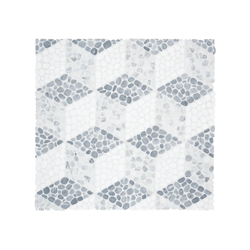Cabana River Node – Patterned Pebble Tumbled Marble Mosaic 1 Sheet = .84 Sqft