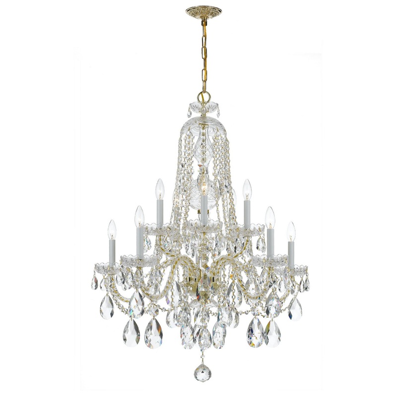 Crystorama 1110-PB-CL-MWP Traditional Crystal Ten Light Chandelier Polished Brass