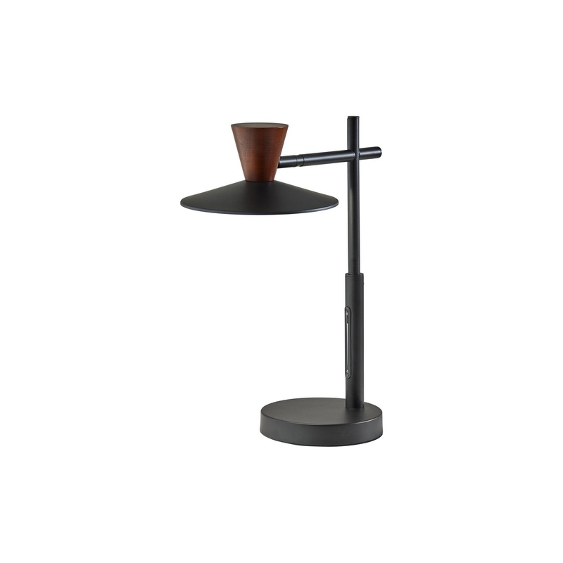 Elmore LED Desk Lamp with Smart Switch Black with Walnut Wood