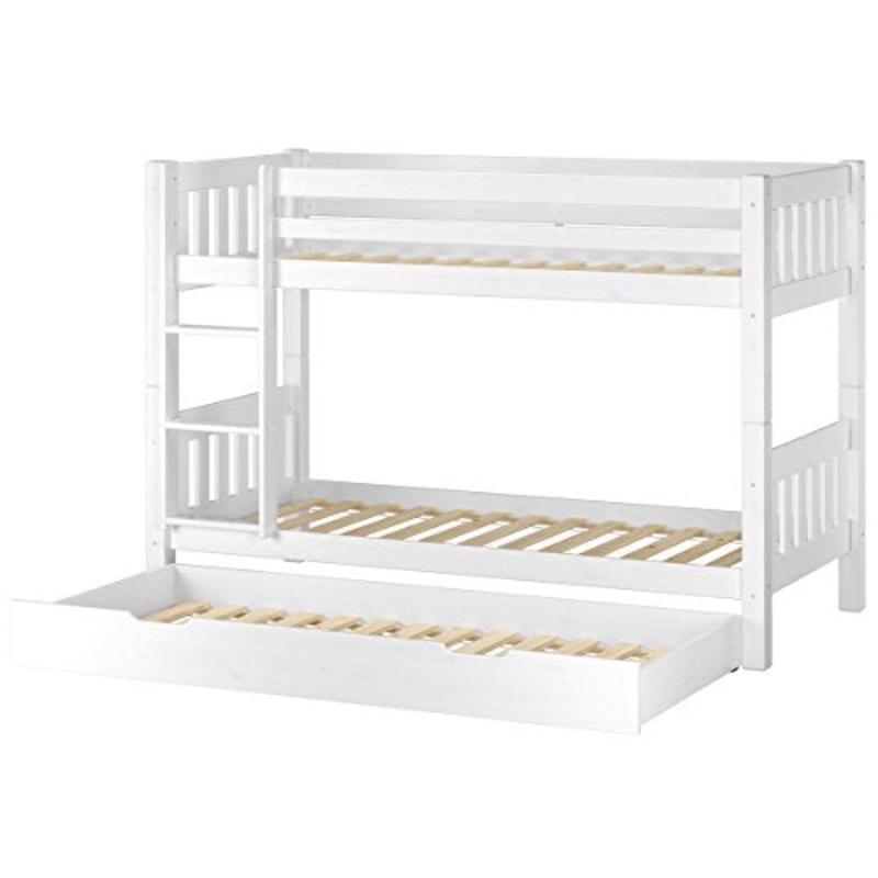 Erst-Holz Letto Bianco a Castello per Ragazzi per materassi 90×200 in Pino con Box 3 Letto 60.06-09WS7
