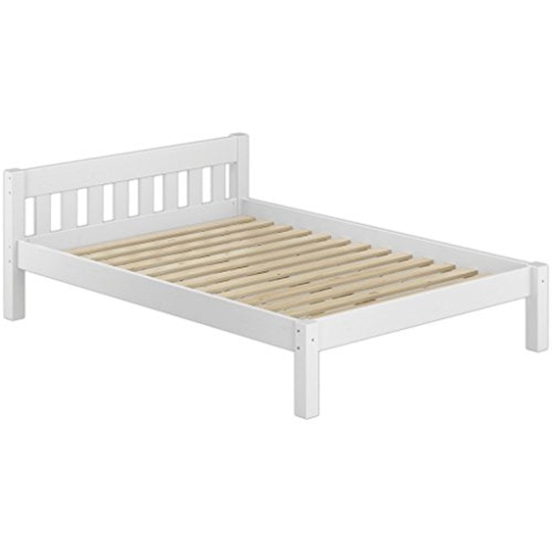 Erst-Holz Letto Matrimoniale Bianco Classico 140×200 in Pino con doghe rigide 60.38-14W