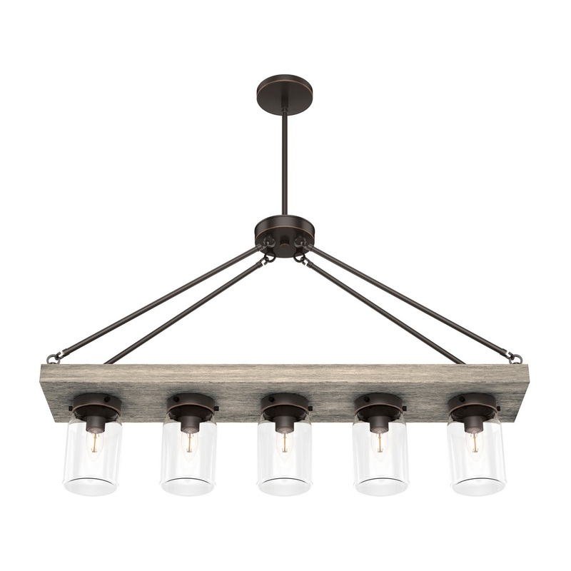 Five Light Linear Chandelier from the Devon Park Collection in Onyx Bengal Finish by Hunter