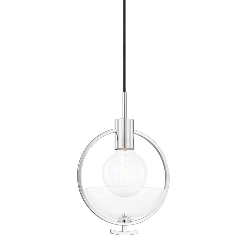 One Light Pendant from the Ringo Collection in Polished Nickel Finish by Mitzi