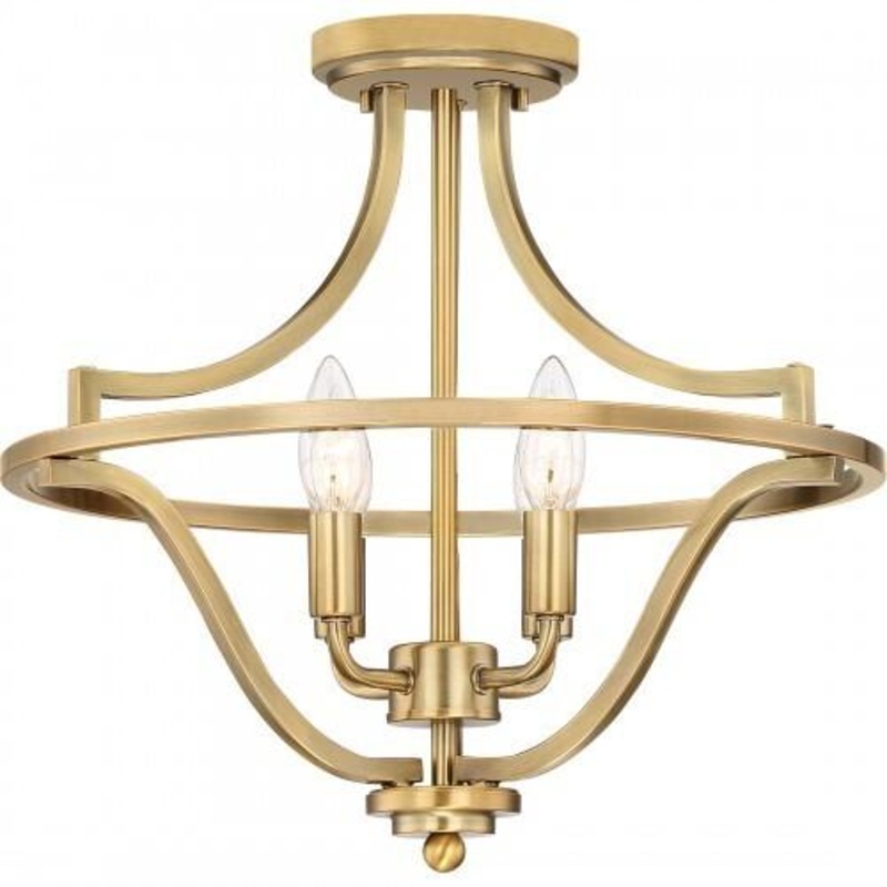 Quoizel QF5119WS Harvel Semi-flush mount 4 light weathered brass Semi-Flush Mount
