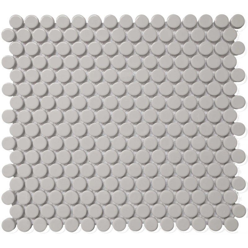 Roca Tile Usa Inc United States Ceramic Tile Cc Mosaics Ii Bright Tender Gray Penny Round Porcelain Mosaics. Ufcc117-12Mt 1 Sheet = 1 Sq. Ft.
