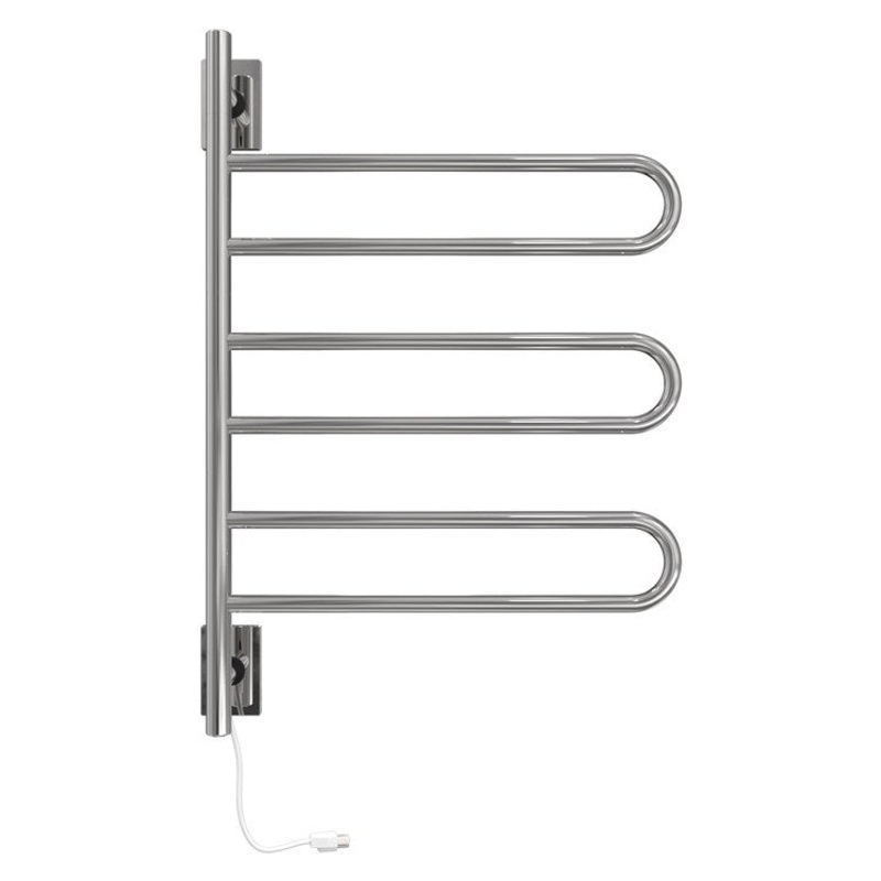Towel Warmer Swivel 3 Loop Hardwire/Plug-In 185 BTU 24 x 35 Inch Polished Stainless 304 Stainless Steel