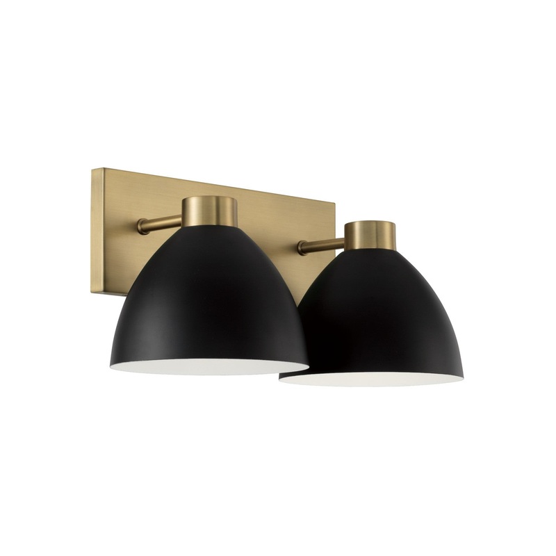 Two Light Vanity from the Ross Collection in Aged Brass and Black Finish by Capital Lighting