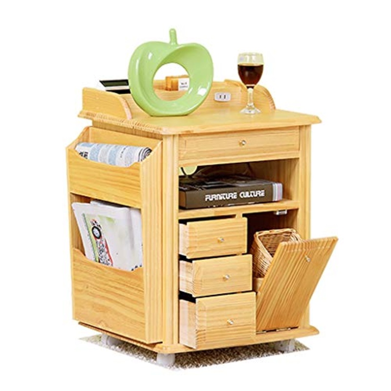 Yyqx Comodino Comodino in Legno massello Semplice Moderno con armadietto Laterale della Camera da Letto dell’armadietto del Pino Comodini Letto