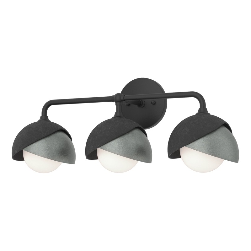 Brooklyn 3-Light Double Shade Bath Sconce Black Vintage Platinum