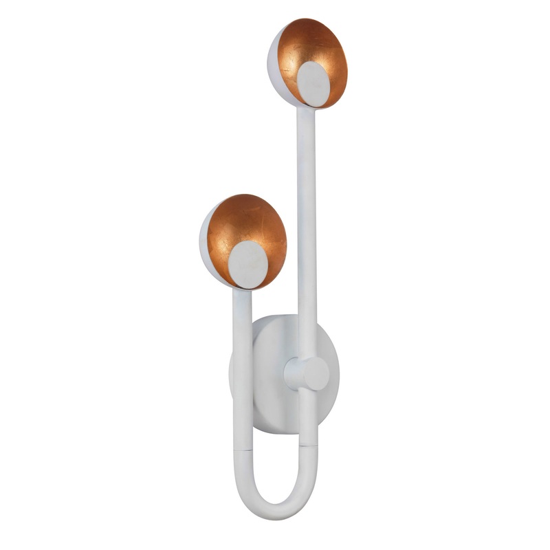 Craftmade 49262-MWWGL-LED Foundry Two Light Wall Sconce Matte White/Gold Leaf (Discontinued)