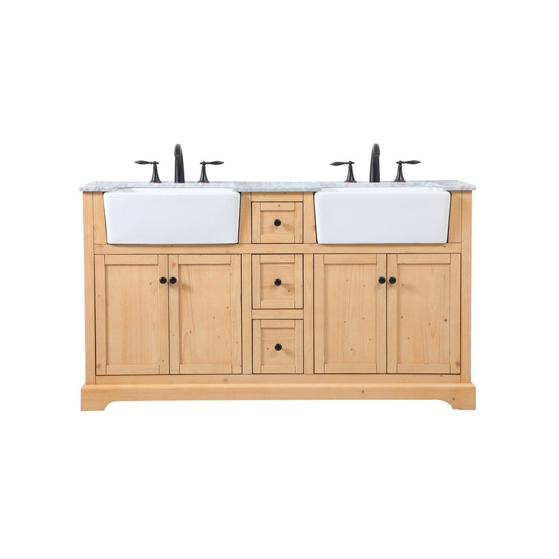 Double Bathroom Vanity from the Franklin Collection in Natural Wood Finish by Elegant Lighting