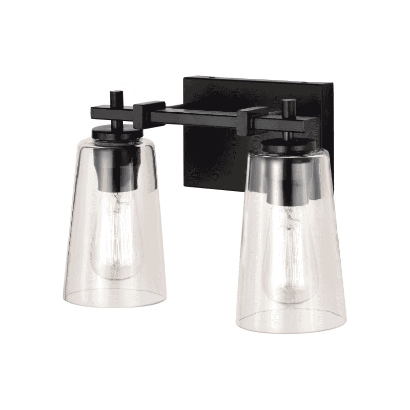 Erie 2-Light Vanity Black with Clear Glass