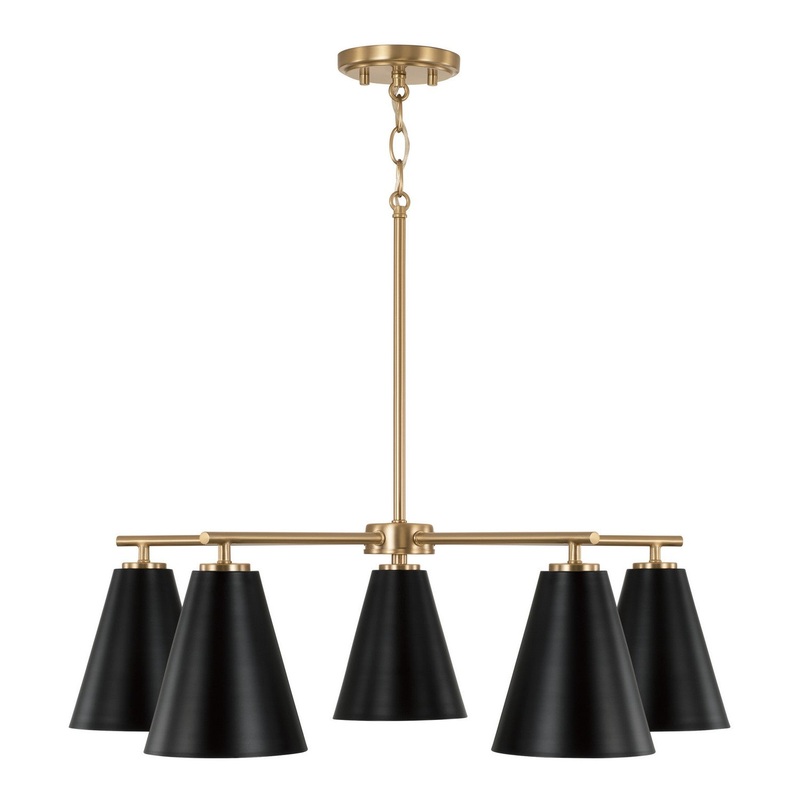 Five Light Chandelier from the Charlie Collection in Matte Brass and Black Finish by Capital Lighting