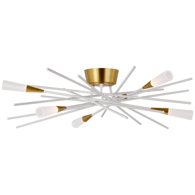 LED Flush Mount from the Stellar Collection in Matte White And Antique Brass Finish by Visual Comfort Signature