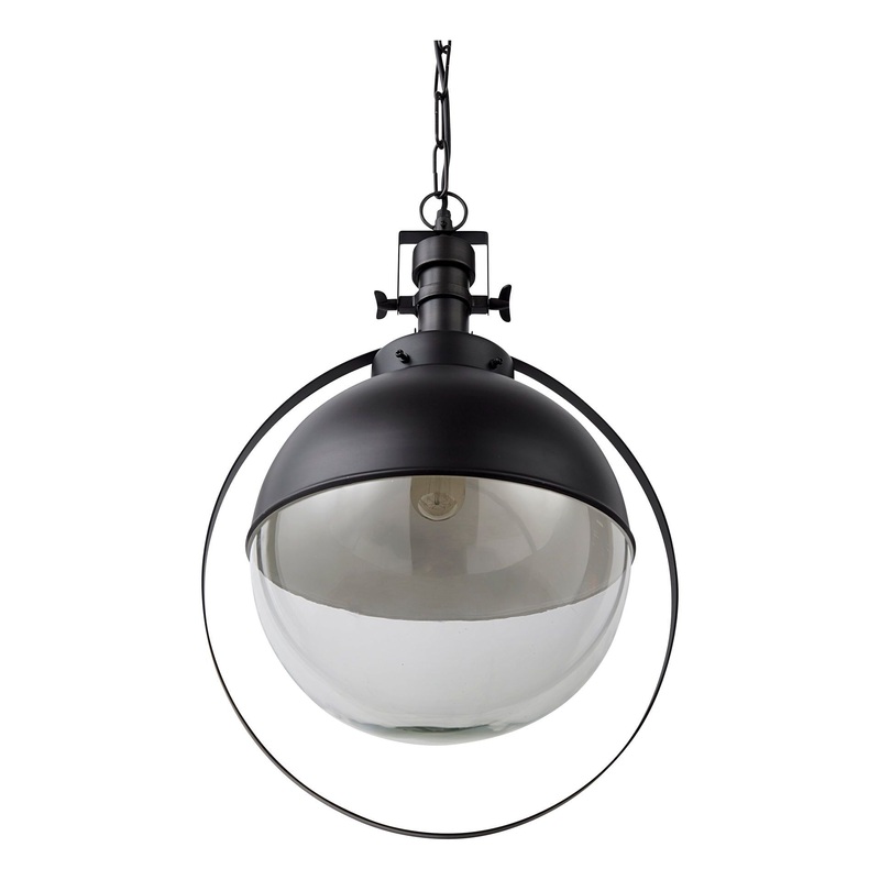 Leighton Pendant Black Metal | Glass Globe