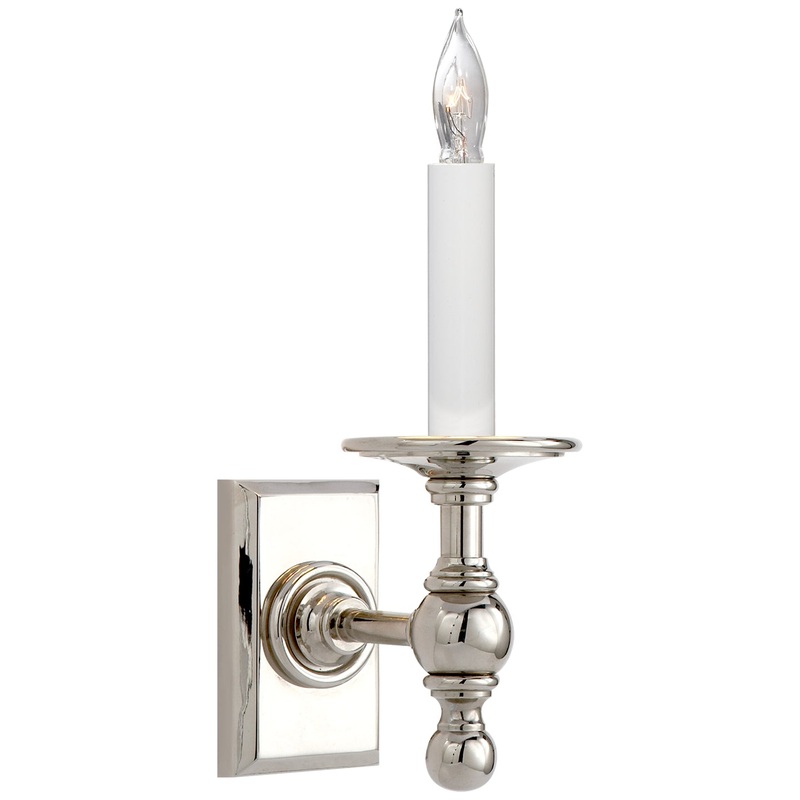 One Light Wall Sconce from the Classic Collection in Polished Nickel Finish by Visual Comfort Signature