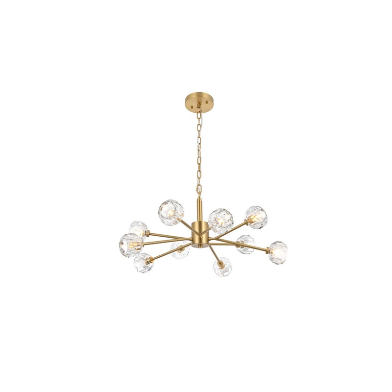 Ten Light Pendant from the Graham Collection in Gold And Clear Finish by Elegant Lighting