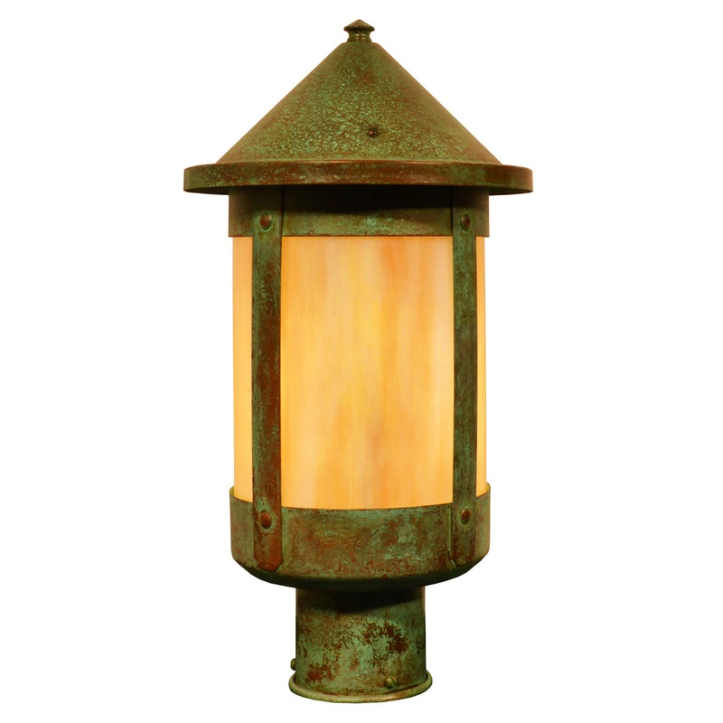 Arroyo BP-8GW-VP Berkeley One Light Post Mount Verdigris Patina