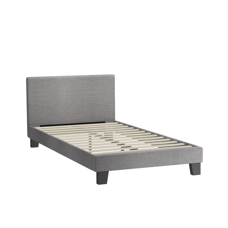 Bed Frame King Single Wooden Slats Fabric
