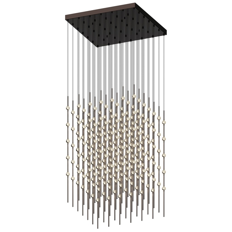 Constellation Cosmic Cube 30″ LED Pendant Espresso Black with Clear Faceted Acrylic 2200K 20′ Adjustable Cord